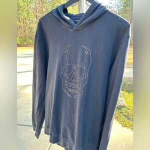 John Varvatos Star USA Men's Stitched Chain Skull Pullover Hoodie Black XL